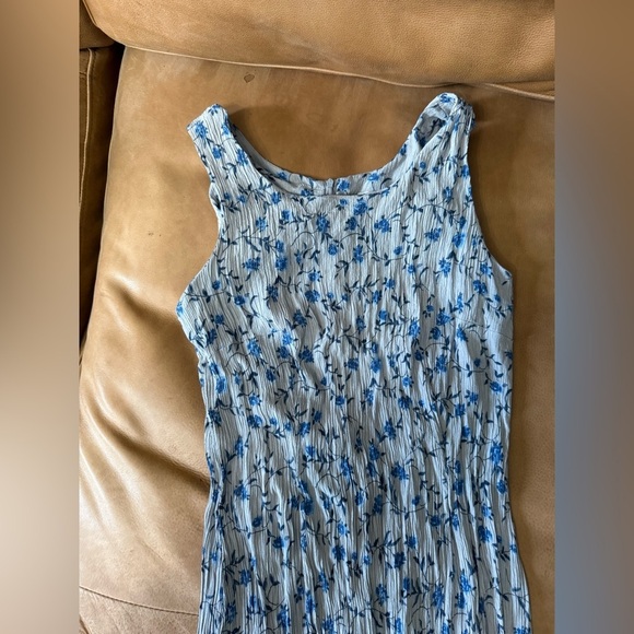 Vintage Imagio Gray And Blue Floral Midi Dress Cottagecore Country Whimsy Sz 14 - Picture 3 of 7